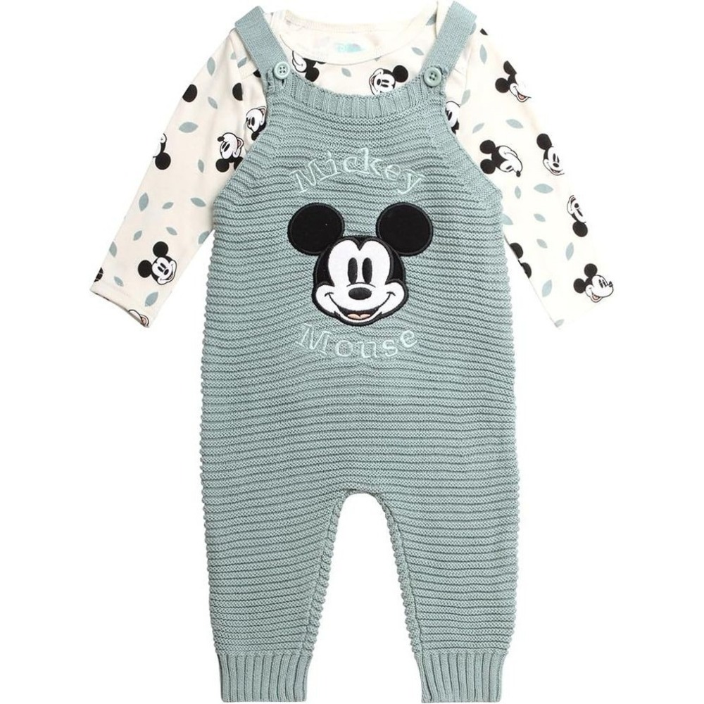 Disney‎ Baby Overall Set 2 Piece Mickey Mouse Bodysuit and Knit Size 3/6M NWT